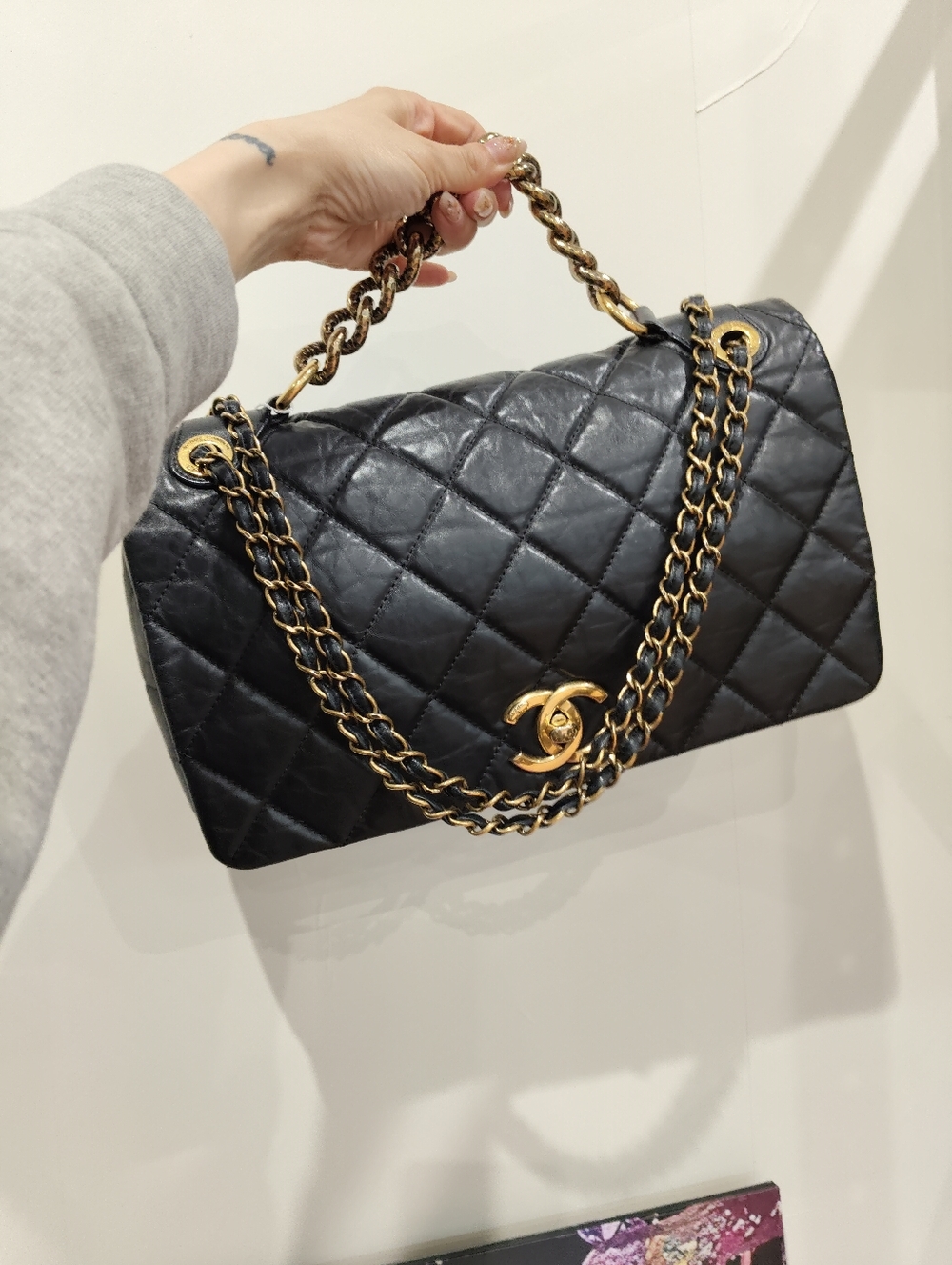 Chanel Black Quilted Lambskin Double Flap Shoulder Bag